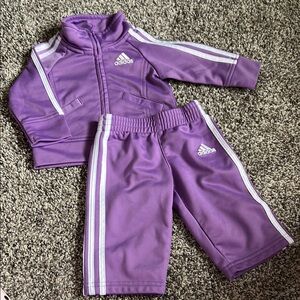 Adidas Kids' Purple and White Tracksuit